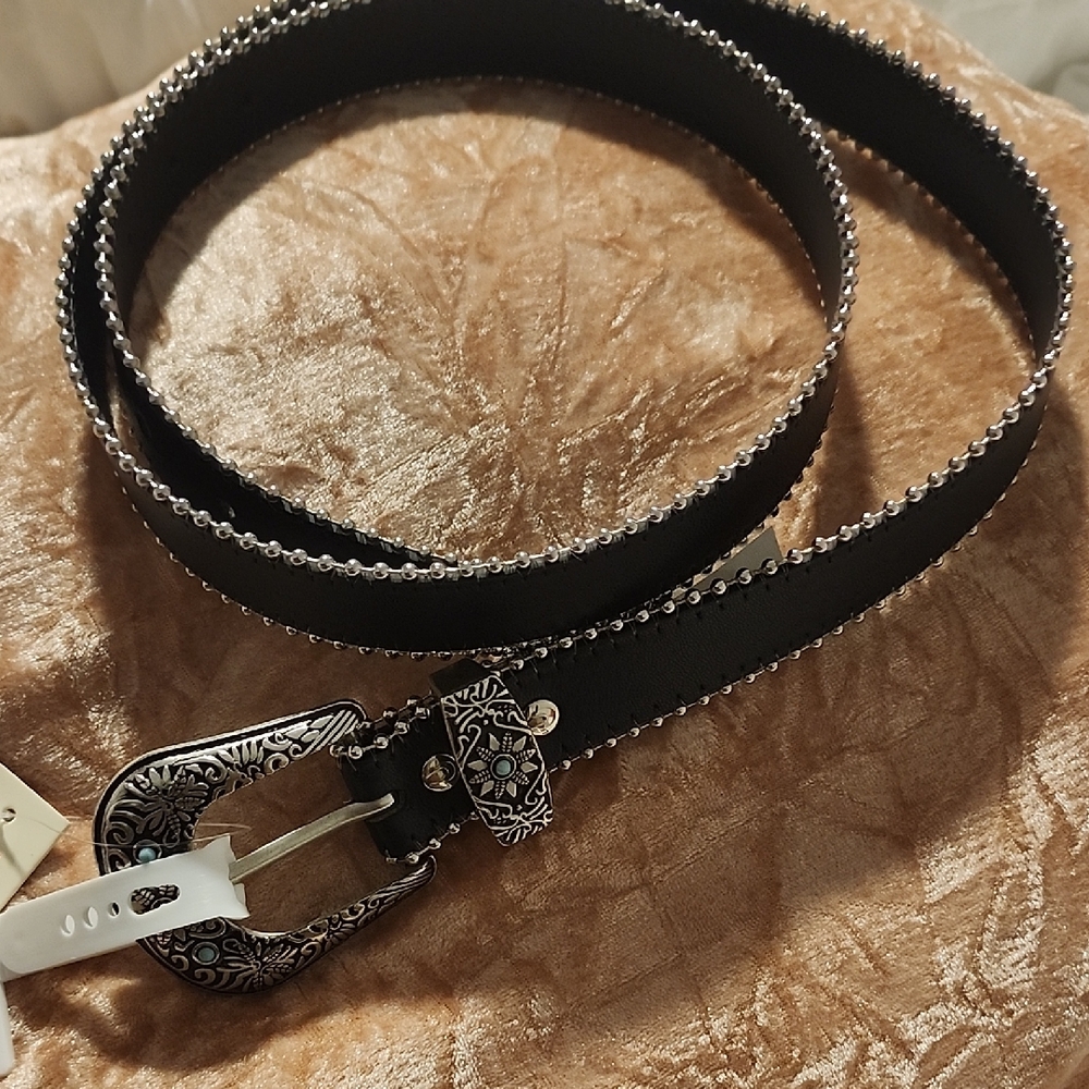 True Religion Black Belt with Silver Detailing